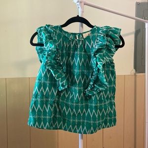 Universal Thread XS green stitch baby doll style top